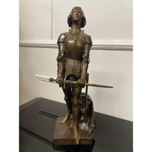 Georges Ernest Saulo - Jeanne D’arc En Armure Bronze H: 49 cm